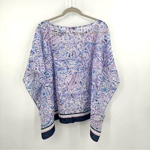 Talbots Watercolor Cover-up Poncho Blouse Size L - Picture 6 of 6